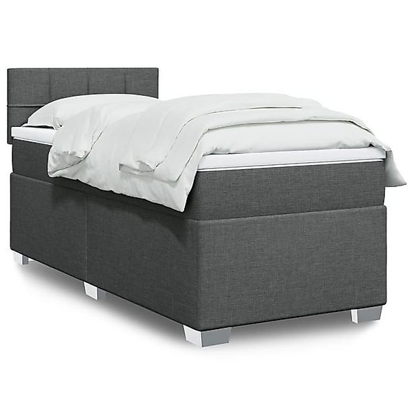 vidaXL Boxspringbett, Boxspringbett mit Matratze Dunkelgrau 90x200 cm Stoff günstig online kaufen
