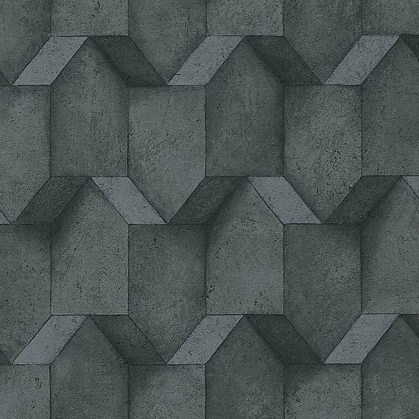 PROFHOME 388272-GU 3D Tapete Geometrisch Matt Anthrazit Grau Schwarz 0,53 m günstig online kaufen