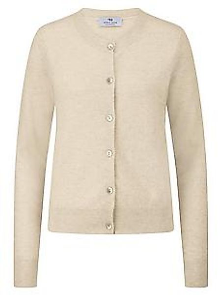 Strickjacke Rundhals-Ausschnitt Peter Hahn beige günstig online kaufen