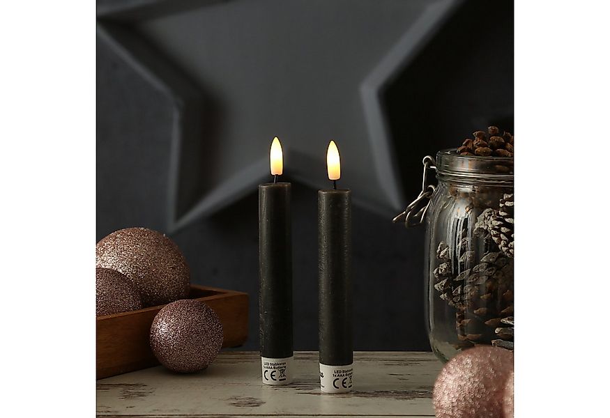 Adilina LED-Kerze LED Stabkerzen Tafelkerzen Dinner Spitzkerzen Rustik 16cm günstig online kaufen