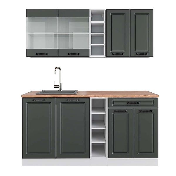 Vicco R-Line Eckküche Schwarz Hochglanz/Anthrazit 227 x 287 cm AP Anthrazit günstig online kaufen