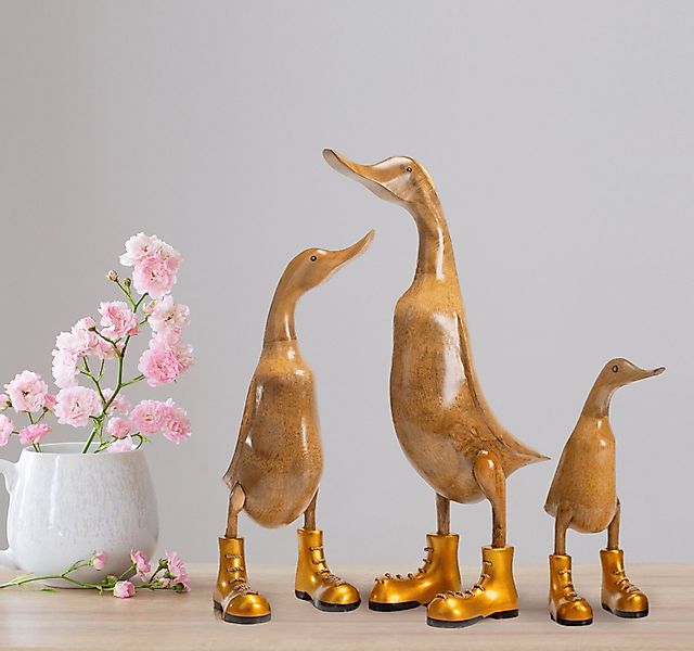 Rikmani Dekofigur Holzfigur Ente, Handgefertigte Dekoration günstig online kaufen