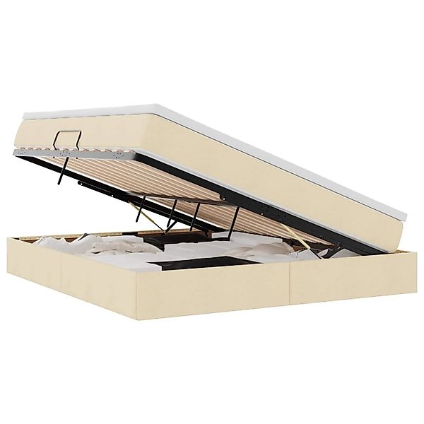 vidaXL Stauraumbett mit Matratze Creme 180 x 200 cm Polyester 3370246 günstig online kaufen
