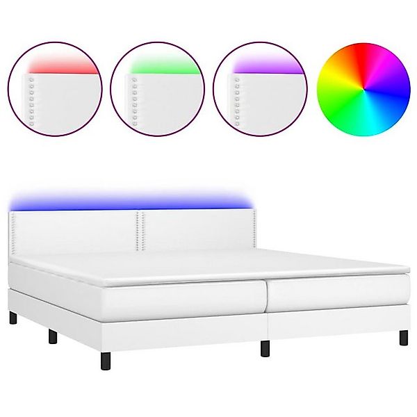 vidaXL Boxspringbett, Boxbett mit Matratze & LED Weiß 200x200 cm Kunstleder günstig online kaufen