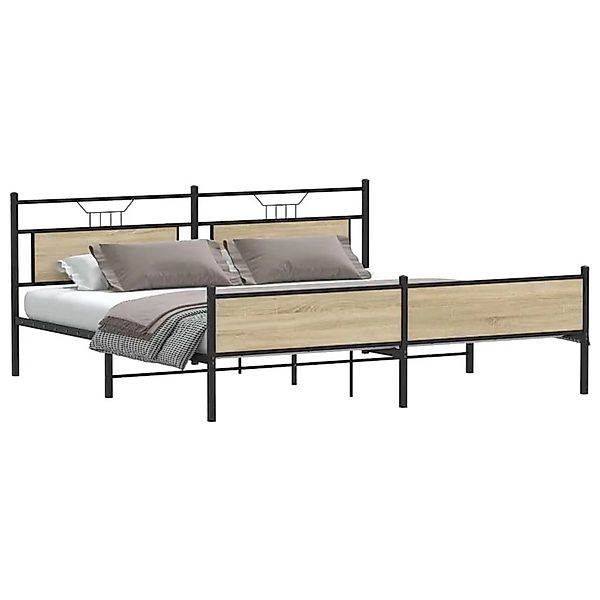 vidaXL Metallbett ohne Matratze Sonoma-Eiche 200x200 cm 3325128 günstig online kaufen
