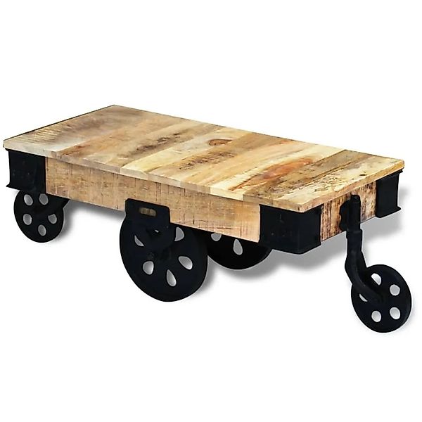 vidaXL Couchtisch mit Rollen Raues Mangoholz 243280 günstig online kaufen