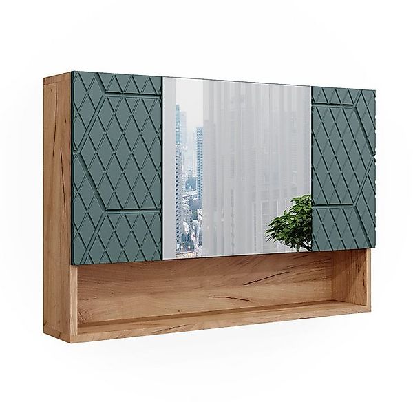 Vicco Badspiegelschrank Irma Goldkraft Eiche/Grün 80 x 55 cm günstig online kaufen