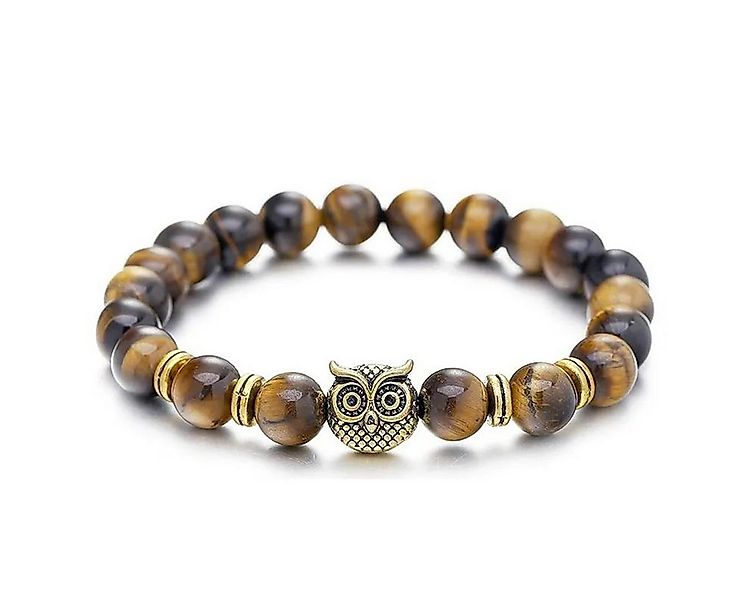 KARMA Perlenarmband Armband Damen Eule Braun, Weiß od. Schwarz Natursteine günstig online kaufen