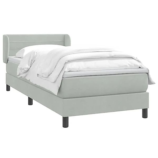 vidaXL Boxspringbett mit Matratze Hellgrau 80x210 cm Samt 3317589 günstig online kaufen