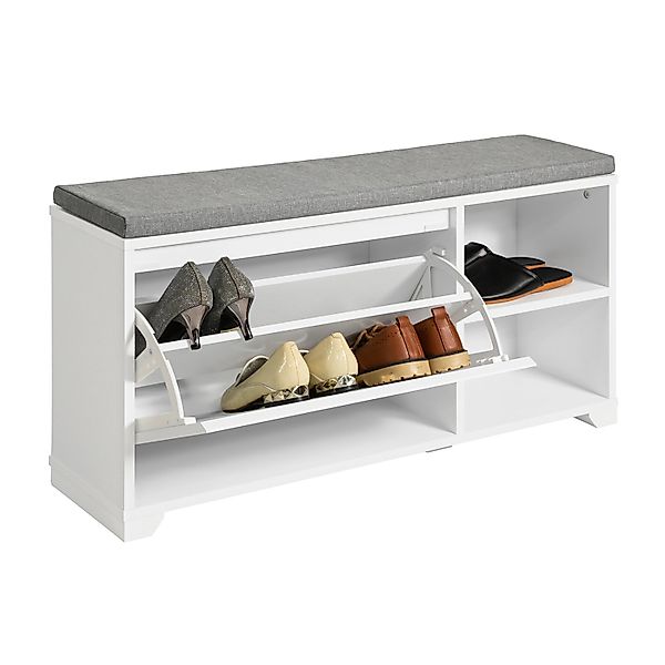 SoBuy Schuhkipper mit 1 Klappe und 2 Offenen Fächern MDF Weiß FSR119-W günstig online kaufen