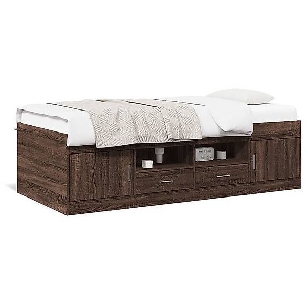 vidaXL Bett, Tagesbett Schubladen Braun Eiche-Optik 100x200 cm Holzwerkstof günstig online kaufen