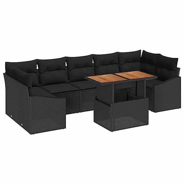 vidaXL Garten Essgruppe mit Kissen 8-Tlg Schwarz und Braun 3349806 günstig online kaufen