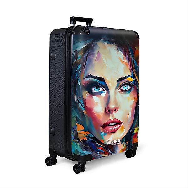 NoBoringSuitcases.com© Hartschalen-Trolley Gesicht - Frau - günstig online kaufen