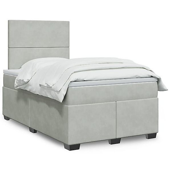 vidaXL Boxspringbett, Boxspringbett mit Matratze Hellgrau 120x200 cm Samt günstig online kaufen