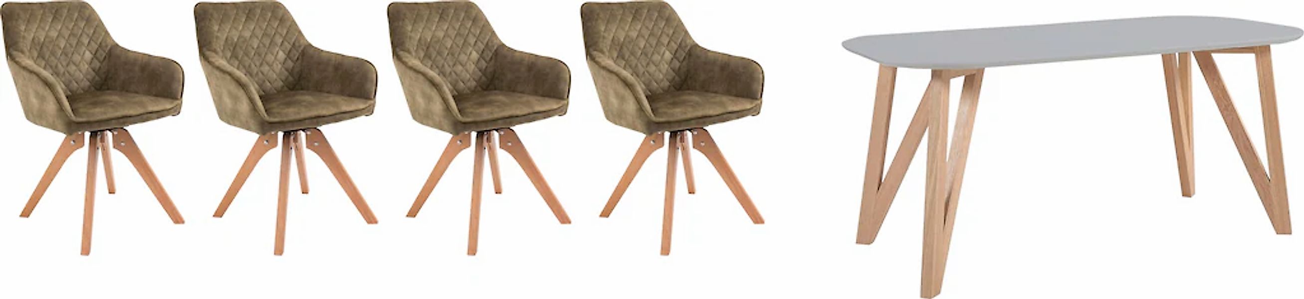 SalesFever Essgruppe "Elegante Sitzgruppe" 5-teiliges Set: Samtverlour-Stüh günstig online kaufen