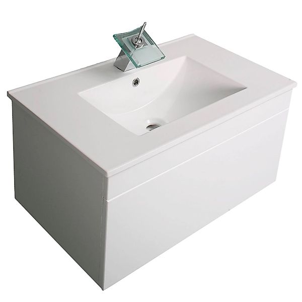Jet-Line Waschtisch Como II 75 cm in Hochglanz Weiß Waschbecken/Unterschran günstig online kaufen
