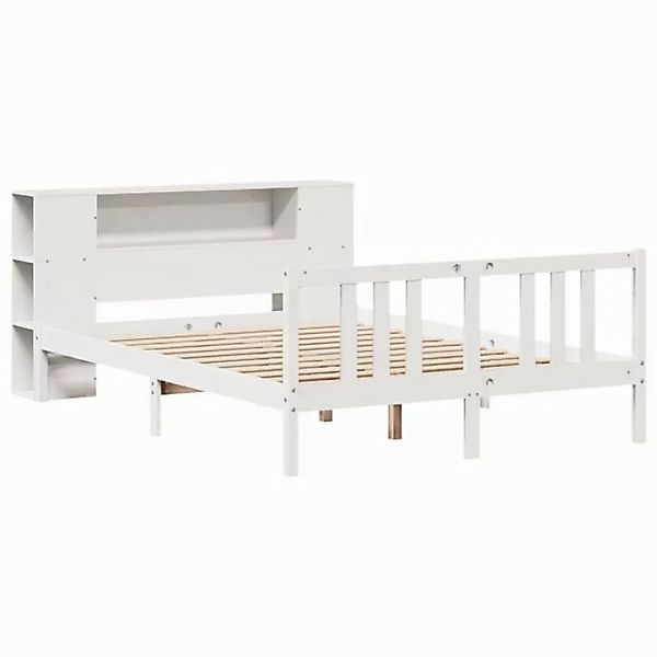 vidaXL Bett Massivholzbett mit Regal ohne Matratze Weiß 150x200 cm Kiefer günstig online kaufen