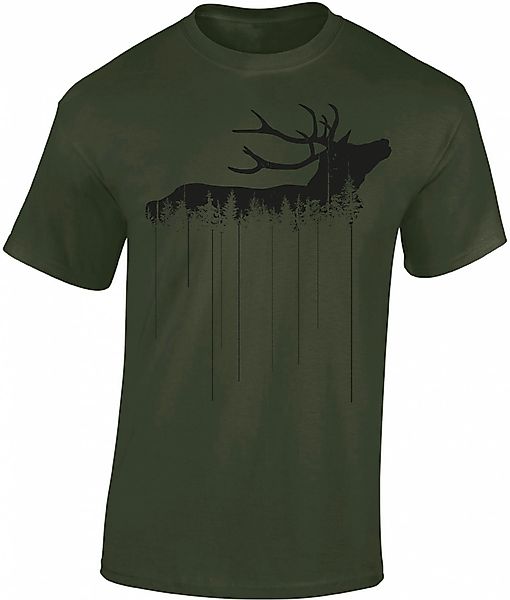 Baddery Print-Shirt "Waldhirsch" - Jäger T-Shirt günstig online kaufen