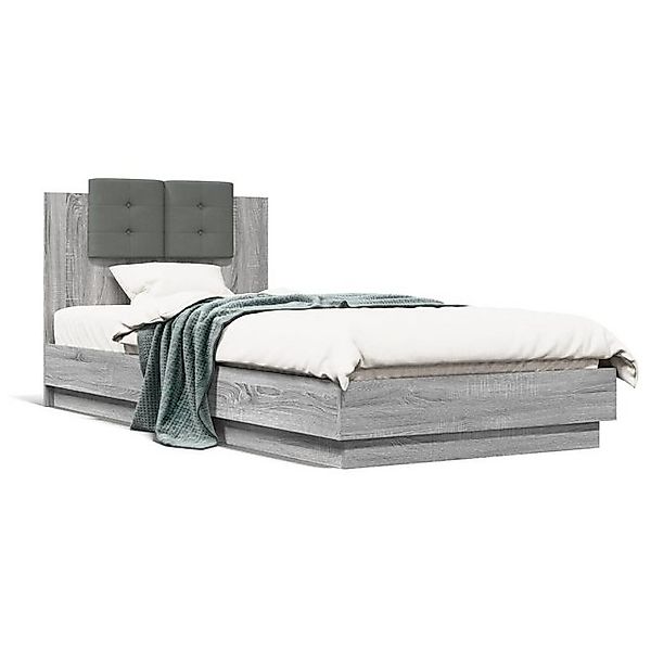vidaXL Bettgestell, Bettrahmen mit Kopfteil Grau Sonoma 90x200 cm Holzwerks günstig online kaufen