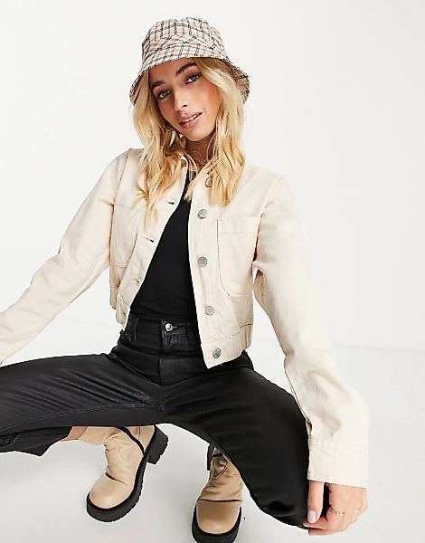 Miss Selfridge – Jacke mit elastischem Taillenbund in der Farbe Stein-Neutr günstig online kaufen
