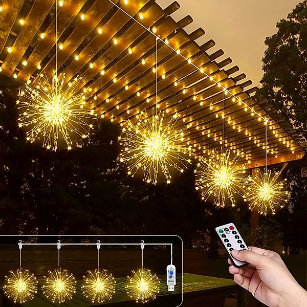 LMaxhome LED-Lichterkette Feuerwerk Weihnachtsdeko Hängend Haus günstig online kaufen