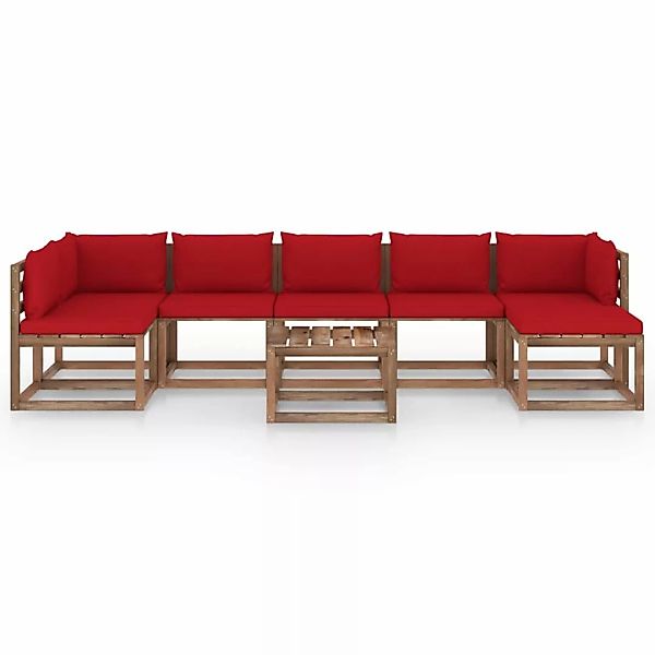 8-tlg. Garten-lounge-set Mit Roten Kissen günstig online kaufen