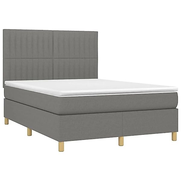 vidaXL Boxspringbett mit Matratze & LED Dunkelgrau 140x200 cm Stoff 3135598 günstig online kaufen