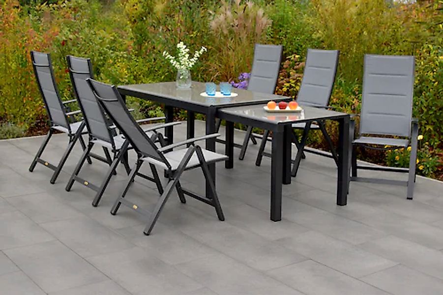 MERXX Garten-Essgruppe »Florenz« 7 Stk. tlg. 6 Klappsessel, 5-fach verstell günstig online kaufen