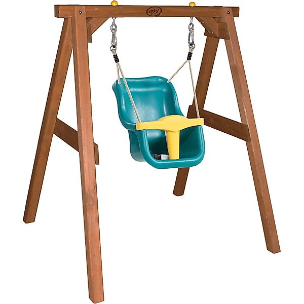 Axi Babyschaukel Braun mit Sitz Türkis/Gelb günstig online kaufen
