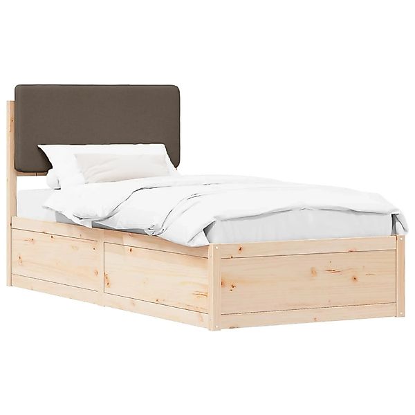vidaXL Bettgestell mit Gepolstertem Kopfteil Taupe 90 x 190 cm 877667 günstig online kaufen