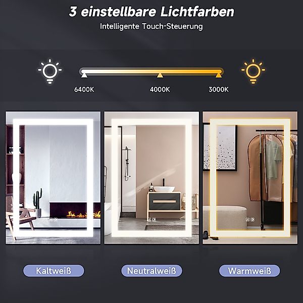 SONNI Spiegelschrank Badezimmerspiegelschrank mit 3-Farben-Beleuchtung 50 günstig online kaufen