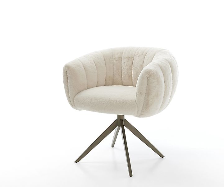 Drehstuhl Jada-Flex Plüsch Creme-Weiß Kreuzgestell breit Effektfinish Titan günstig online kaufen