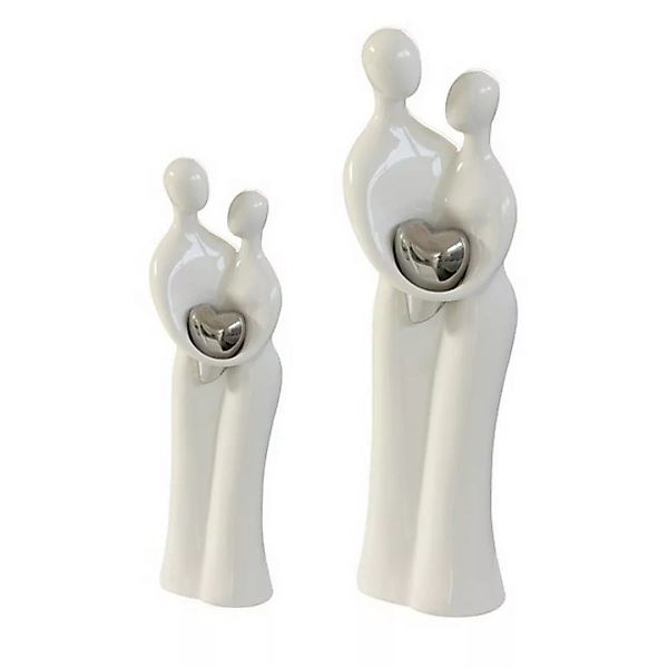 Design-Skulpturen-Set Pärchen  weiß-silber 39 cm | 2er Set günstig online kaufen