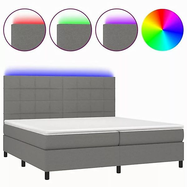 vidaXL Boxspringbett Boxspringbett mit Matratze LED Dunkelgrau 200x200 cm S günstig online kaufen