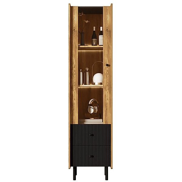 BlingBin Hochschrank Bücherschrank, Vitrinenschrank mit Gelbem LED-Licht, 2 günstig online kaufen