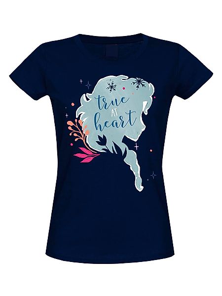 Frozen - Die Eiskönigin True At Heart Damen T-Shirt dunkelblau günstig online kaufen