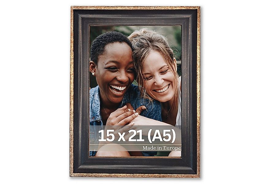 Victor (Zenith) Bilderrahmen Pablo, Bilderrahmen Schwarz Gold 15x21 cm A5, günstig online kaufen