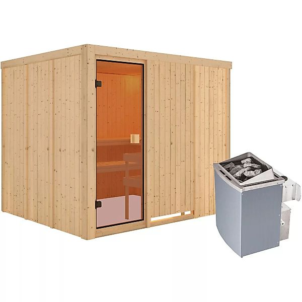 Karibu Sauna Nybro inkl. 9 kW Ofen mit integr. Strg., Glastür Bronziert günstig online kaufen