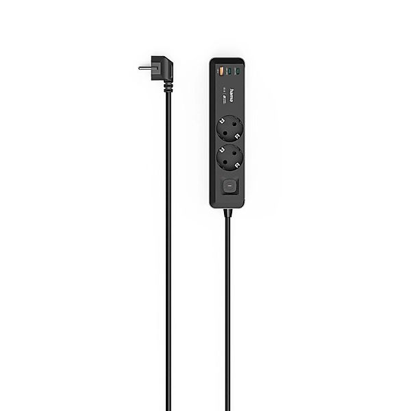 Hama Steckdosenleiste 2-fach USB-C/A 65W PD Schalter 1,4 m Schwarz/Grau günstig online kaufen