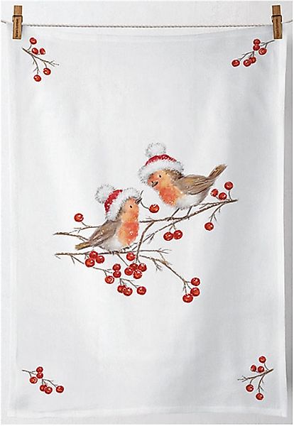 Ambiente® Geschirrtuch Christmas robins, (2-tlg., 2-teilig), günstig online kaufen