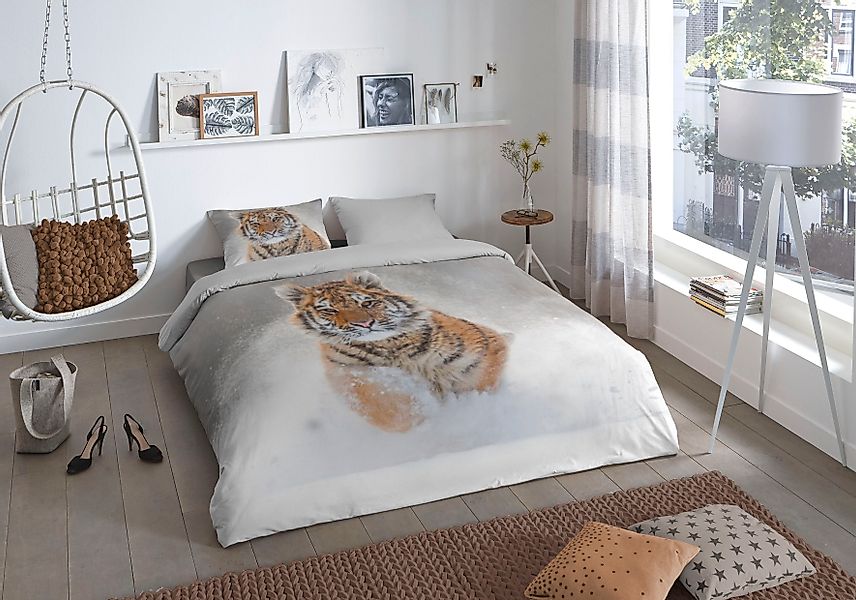 good morning Wendebettwäsche »Snow Tiger«, Biber, 135x200, Winter, Warm, We günstig online kaufen