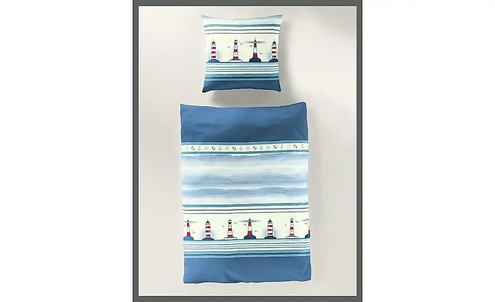 BIERBAUM Bettwäsche "Leuchtturm" 2 Stk. Seersucker, 100 % Baumwolle, mit ma günstig online kaufen