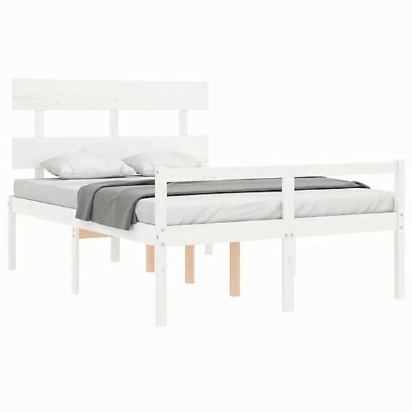 furnicato Bett Seniorenbett mit Kopfteil 120x200 cm Weiß Massivholz (1-tlg) günstig online kaufen