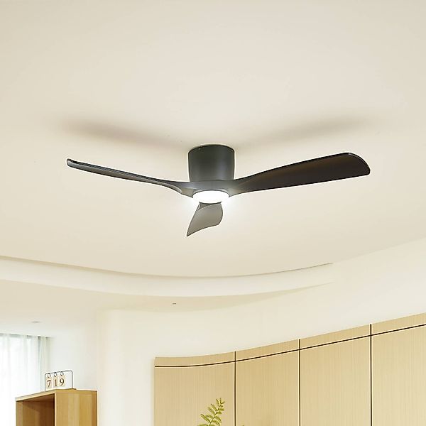 Lucande Smart LED-Deckenventilator Moneno, schwarz, DC, Tuya günstig online kaufen