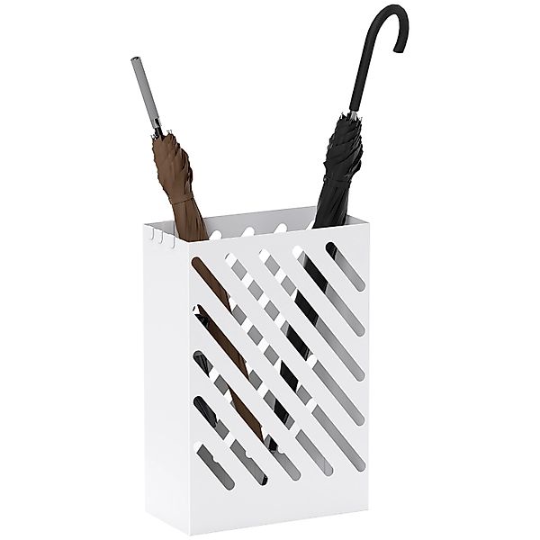 HOMCOM Schirmständer Regenschirmständer mit 4 Haken und Wasserauffangschale günstig online kaufen