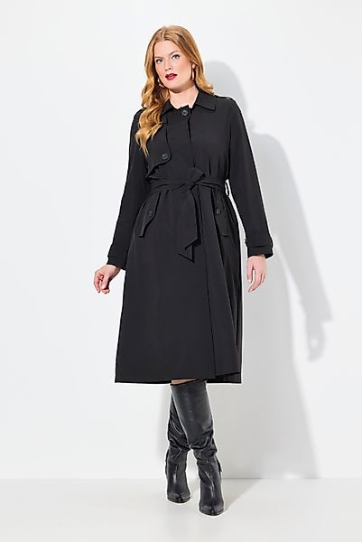 Ulla Popken Wintermantel Trenchcoat A-Linie Hemdkragen günstig online kaufen