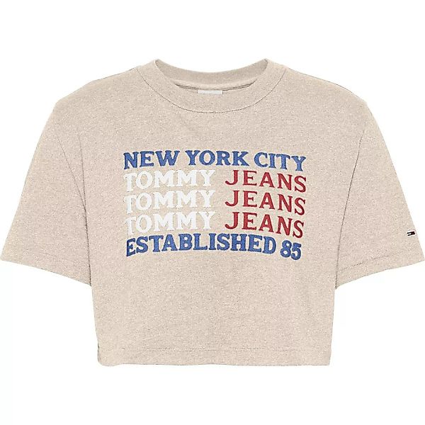 Tommy Jeans Super Crop Flag Repeat Kurzärmeliges T-shirt L Smooth Stone günstig online kaufen