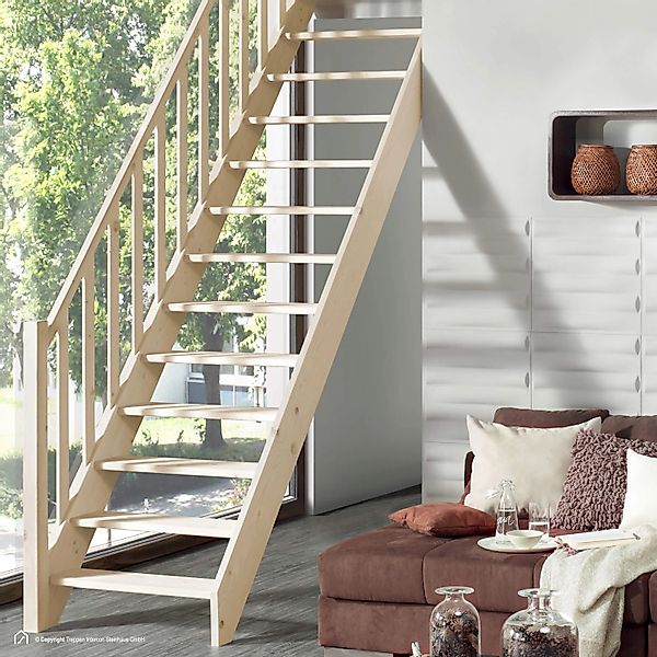 Treppen Intercon Holztreppe Casablanca Raumspartreppe Fichte Massiv Naturbe günstig online kaufen