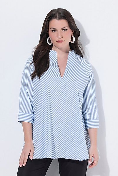 Ulla Popken Tunika Tunika Streifen A-Linie Kelchkragen 3/4-Arm günstig online kaufen