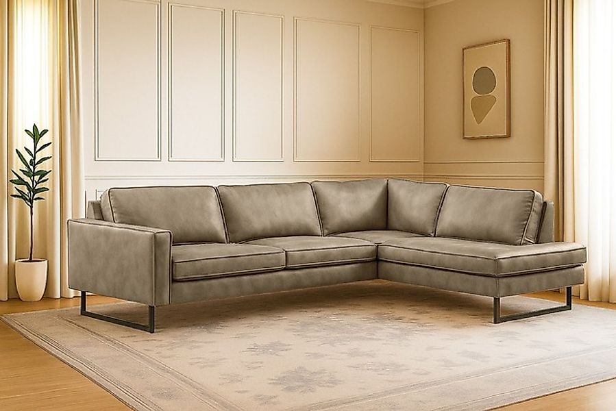 Home affaire Ecksofa »Pinto, 290 cm, Cord, Chenille, Lederoptik, Ottomane l günstig online kaufen